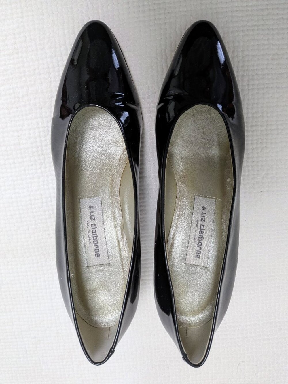 Vintage 80s Liz Claiborne Black Patent Leather Pumps - Made in Spain - Size 9 M